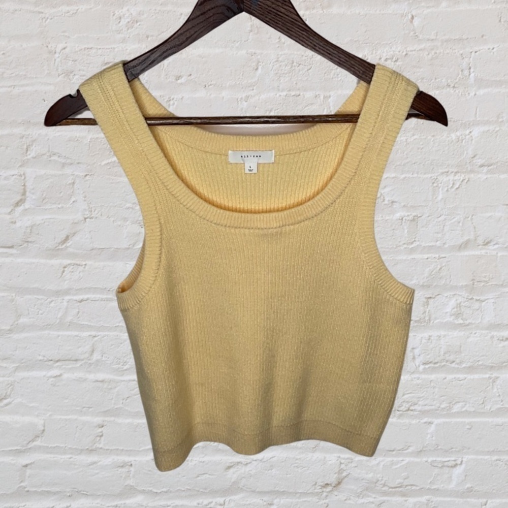 All: Row , Yellow sleeveless sweater top